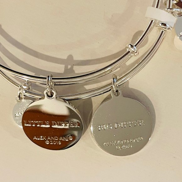 Alex and Ani Big and Little Dipper,shiny silvertone, black enamel, set of 2 - Picture 7 of 16